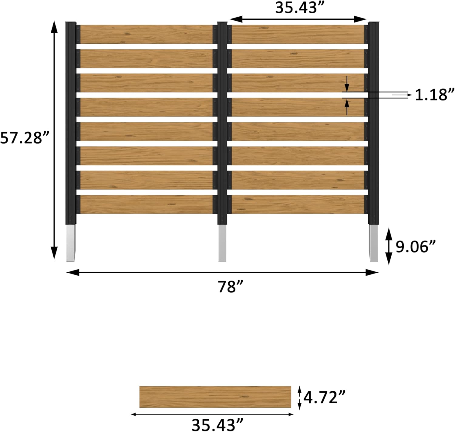Yardenaler 78” W x 48” H Wooden Air Conditioner Fences for Hard Ground & Soft Ground, 2 Outdoor Garden Fences, Privacy Screen Panels with Aluminum Stakes, Trash Can Pool Equipment Enclosure, Natural