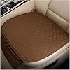 Car Seat Cover for Front Seats, Comfortable Linen Seats Cushion Pad Mat with Storage Pockets, Anti-Slip Breathable Bottom Front Seat Cover Protector for SUV Truck Van Brown