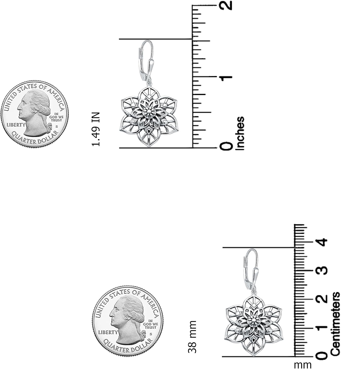 LeCalla 925 Sterling Silver Antique Earrings for Women | Filigree Leverback Dangle Earring | Drop Dangle Earrings for Women | Oxidized Silver Jewelry for Her Mom Wife