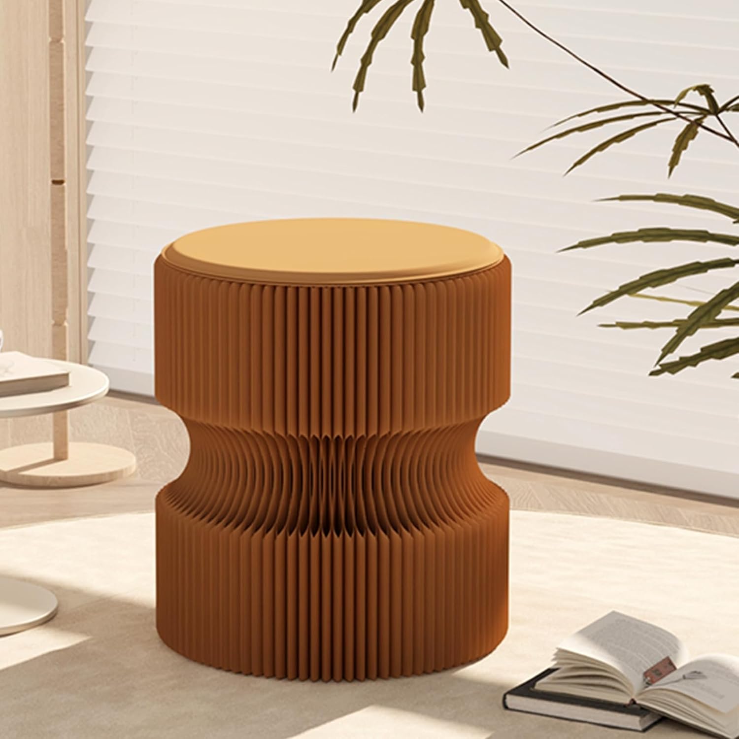 Folding Paper Stool,16 Inch Heavy Duty Stool with 660lb Load Capacity,Foldable Honeycomb Design Eco-Friendly Kraft Paper,Modern Minimalist Brown Seat for Living Room,Home,Office,Camping Extra Seating