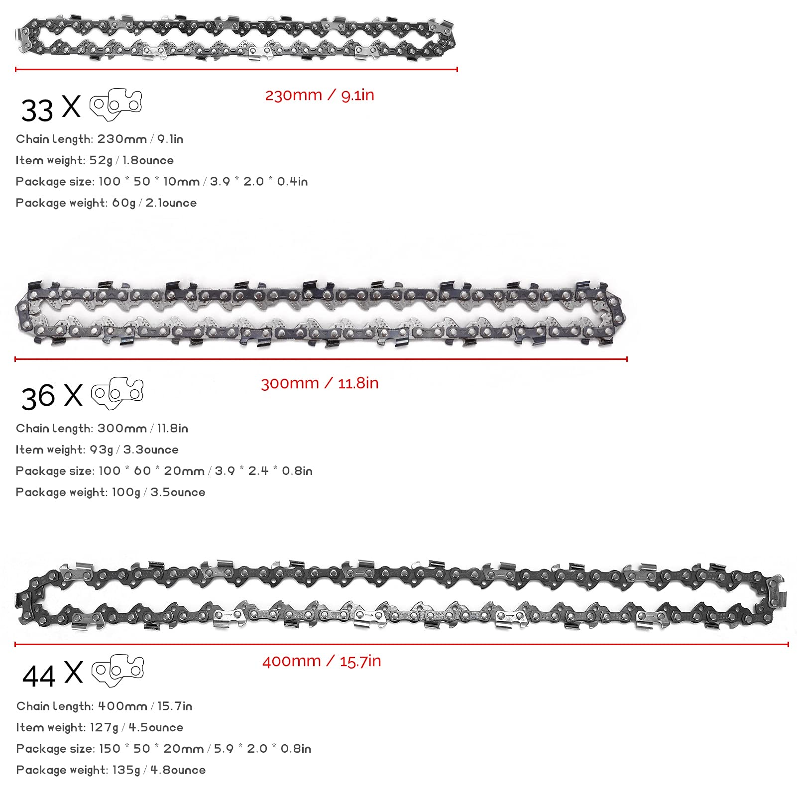 Minicadenas de motosierra de acero de 6 pulgadas y 8 pulgadas, 10 Uds., accesorio de sierra eléctrica, cadenas de motosierra de repuesto, herramientas eléctricas, pieza de sierra eléctrica ( Size : 10