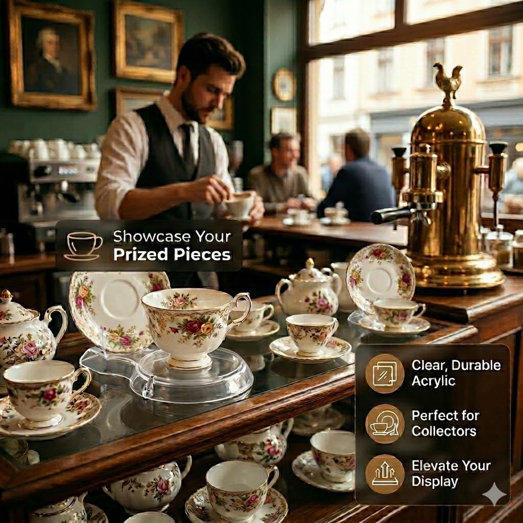 HOHIYA Lot de 12 présentoirs pour tasses à thé et soucoupes Transparent