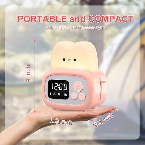 Miniatura 5 de QANYI Reloj con temporizador de luz nocturna para niños, tamaño de mano pequeña, lámpara LED portátil para niños, temporizador de escritorio para