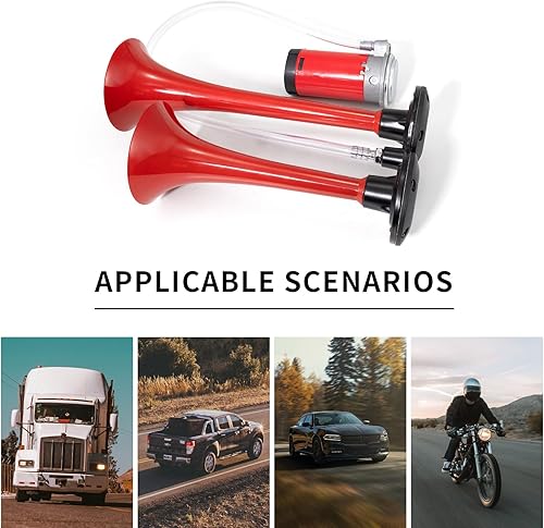 Miniatura 2 de FARBIN Bocina de tren para coche, bocina de aire súper ruidosa, 12 V, 150 db, kit de bocinas de camión de trompeta dual con compresor y botón para
