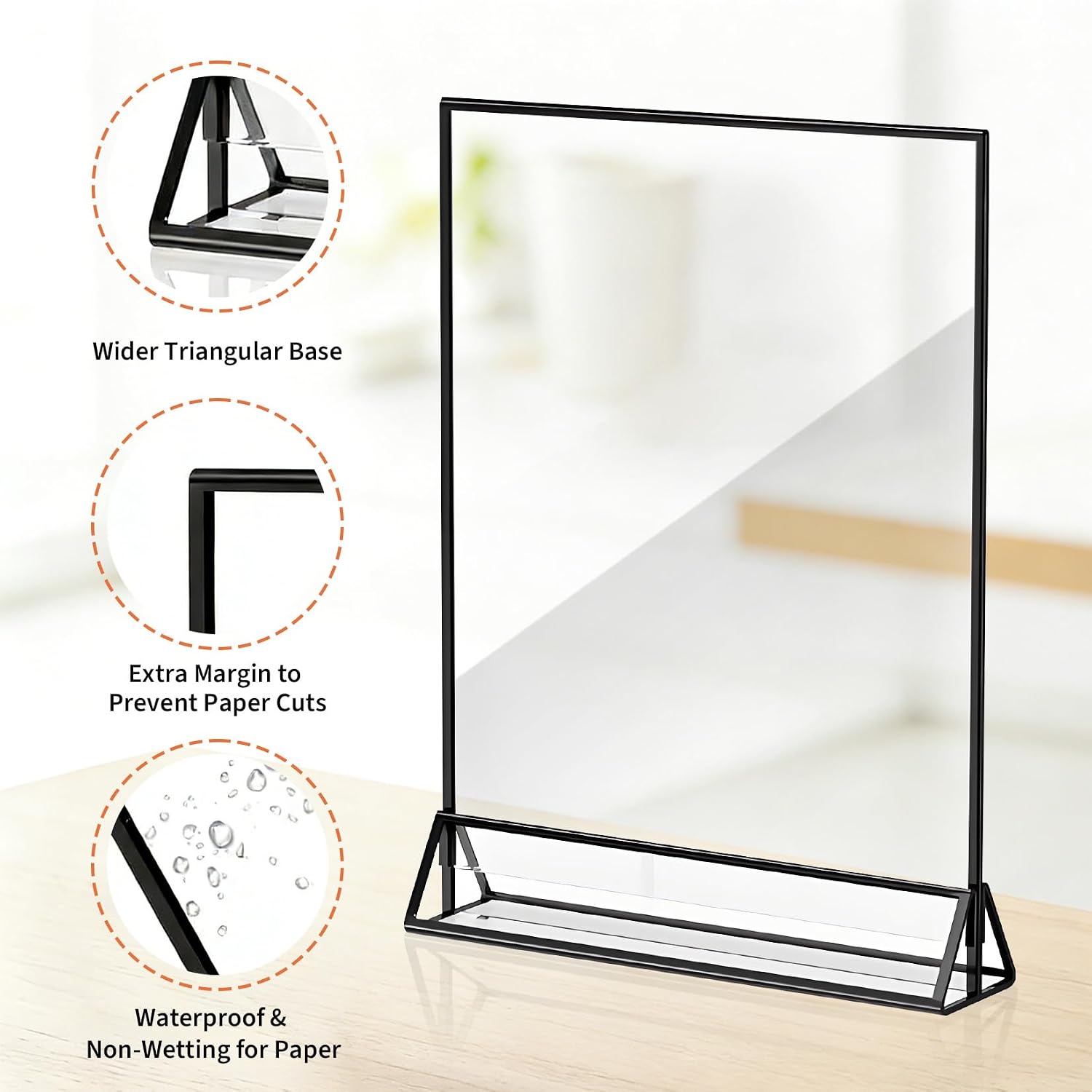 Garvee 6 Pack 8.5x11 in Acrylic Sign Holder, Double-Sided Clear Picture Frame Table Number Holders for Flyers, Weddings, Home, Offices, Party Menu Stand - ﻿Easy Assembly