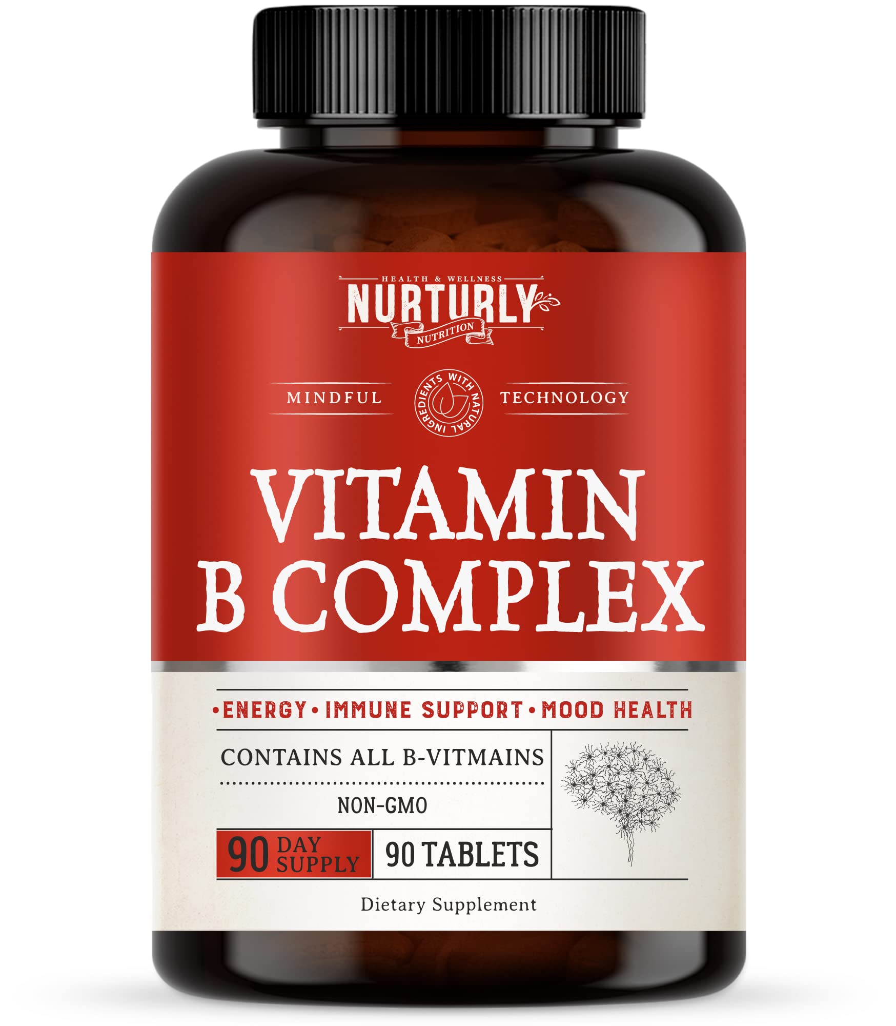 Vitamin B Complex Contains All Essential B Vitamins B1, B2, B3, B5