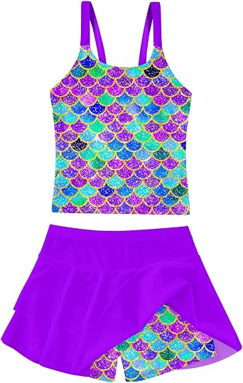 ALISISTER Girls Tankini Swimsuit Two Piece Bathing Suits with Shorts 7-12Y