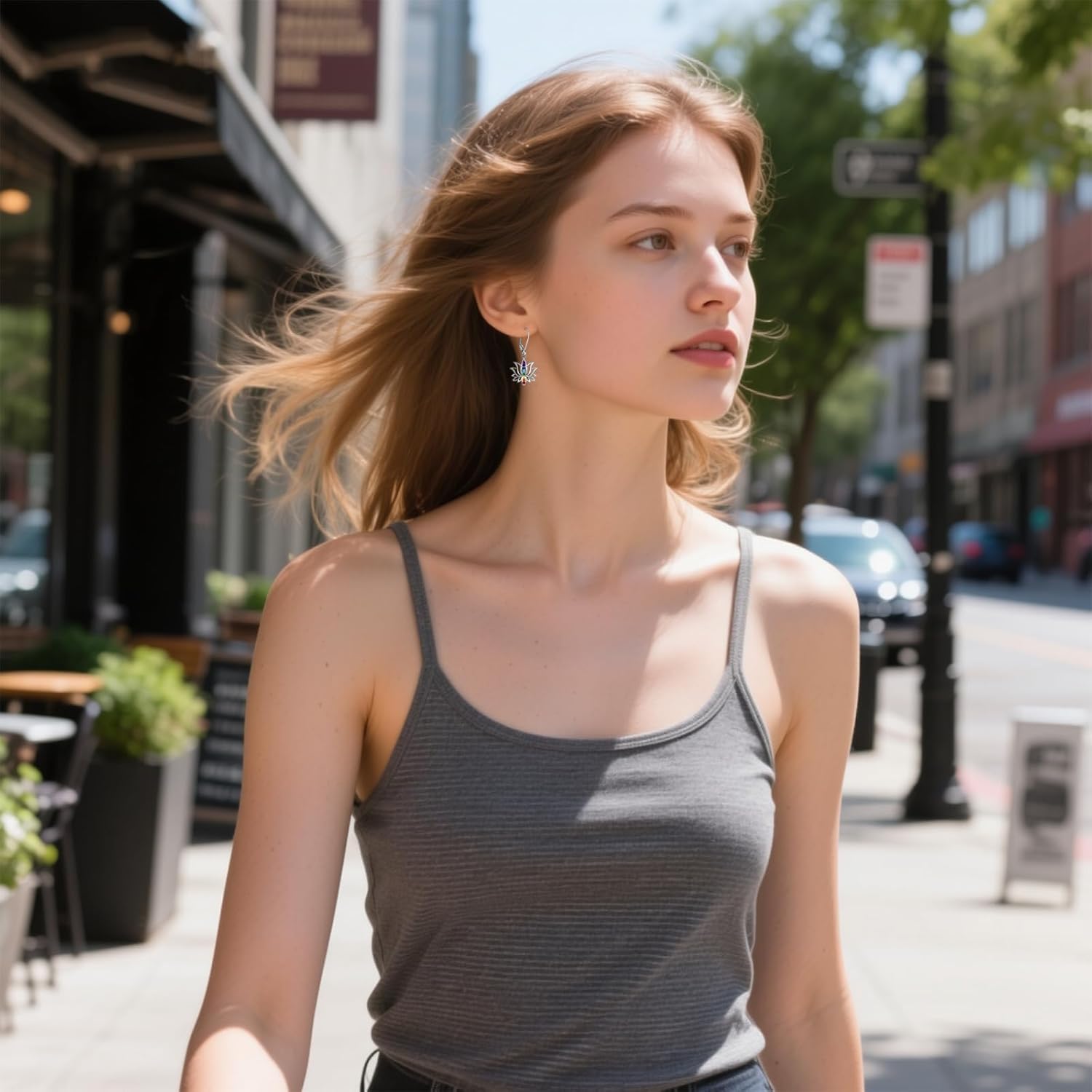 Chakra Earrings Lotus Flower 7 chakra Stones Leverback Earrings for Women Dangle Yoga Lotus Jewelry Balance Meditation - Image 6