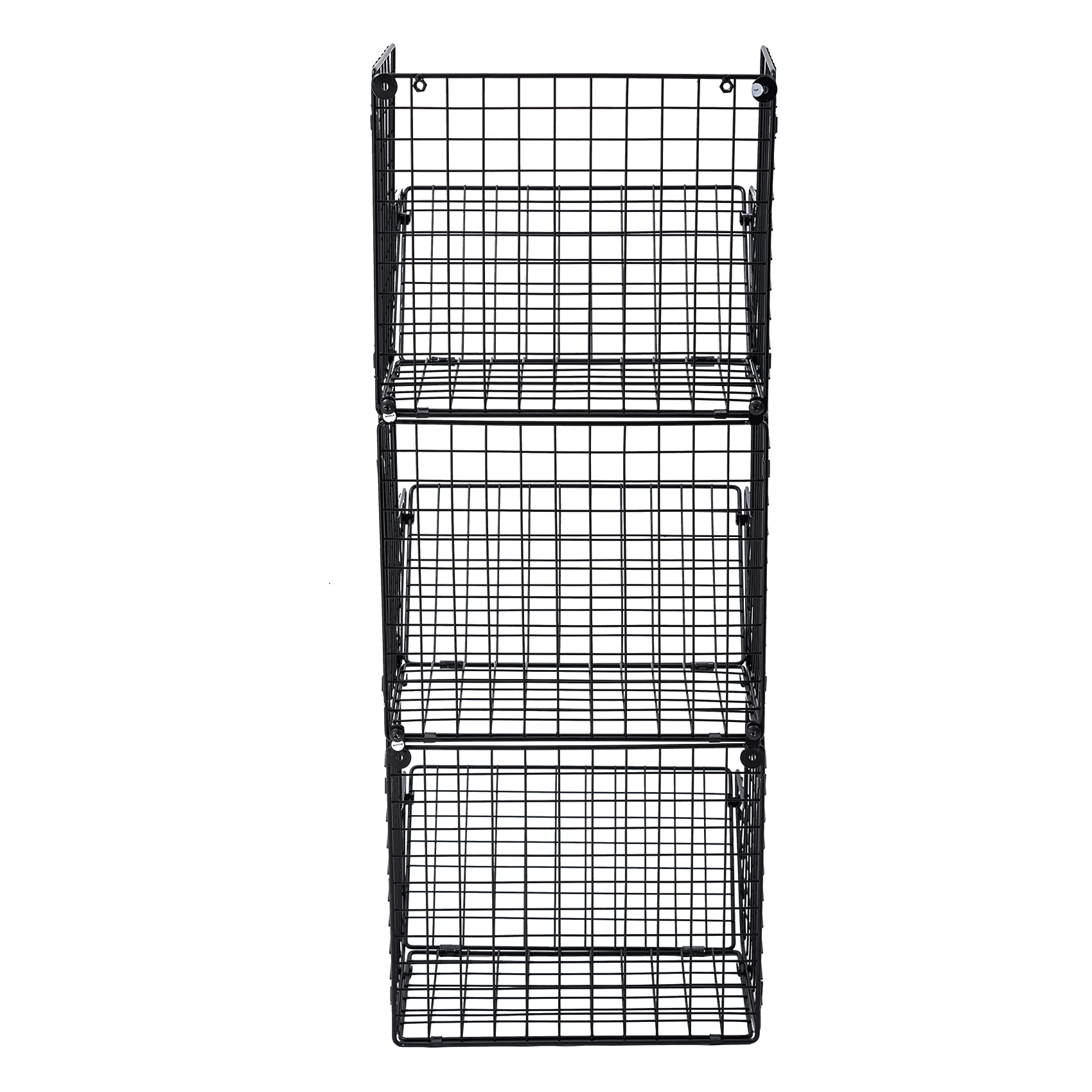ACAGALA Estantería de pared de alambre de hierro de 3 niveles, cesta de almacenamiento montada en la puerta con ganchos y cinta adhesiva que no deja residuos, estante de cocina para frutas, toallas y