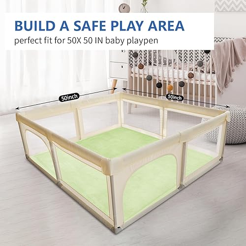 Miniatura 172 de Tapete de juego para bebé, tapete de espuma viscoelástica de 1.3 pulgadas de grosor, terciopelo coral suave, antideslizante, extragrande, tapete