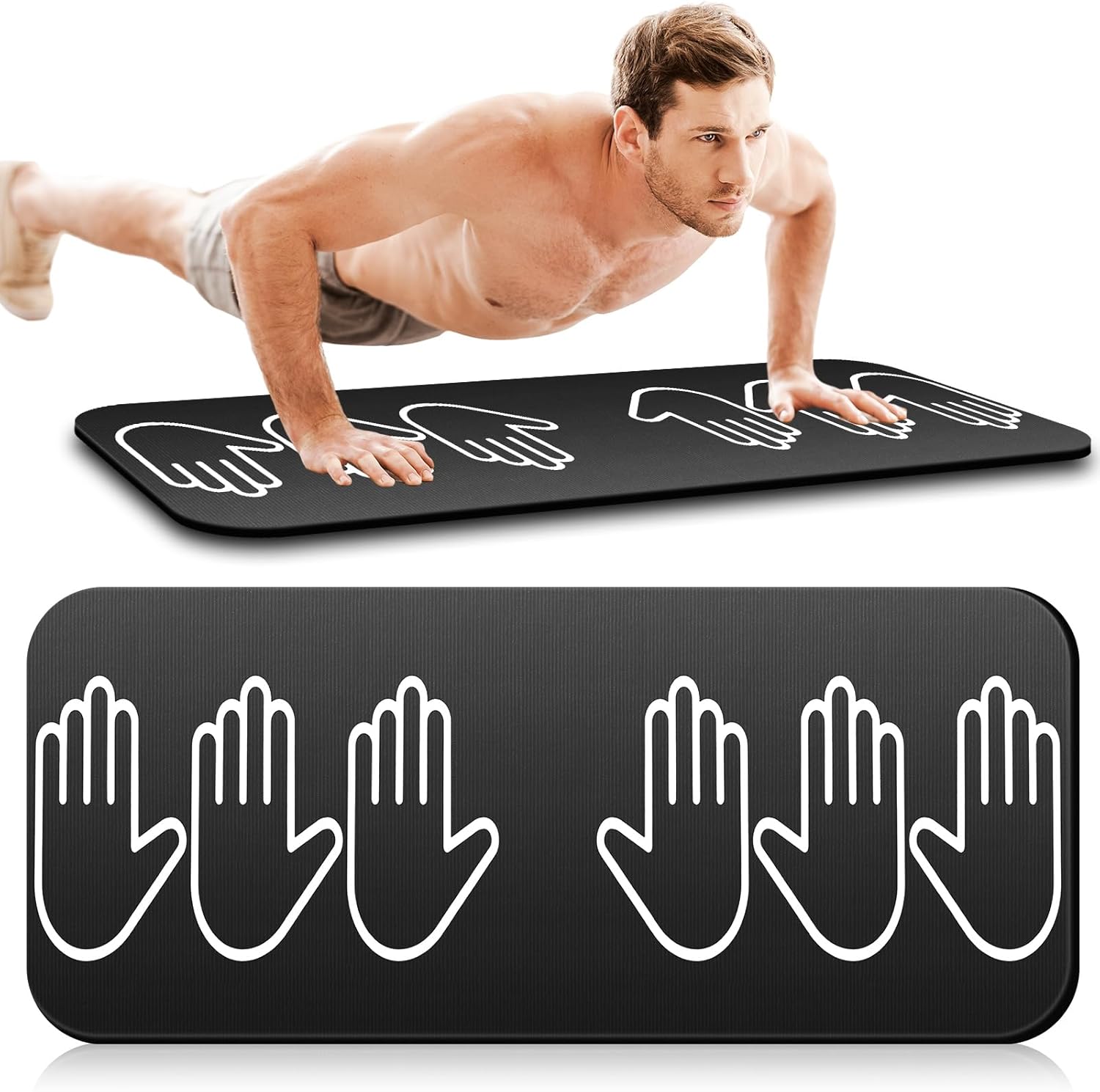 15 mm Fitness Workout Push up Rollers Sit up Training Exercise Mat with Hand Placement Marks to Train Muscle Groups 31.5 x 13.8 Inch Non Slip Portable Pad Home Workout Equipment, Gift for Men