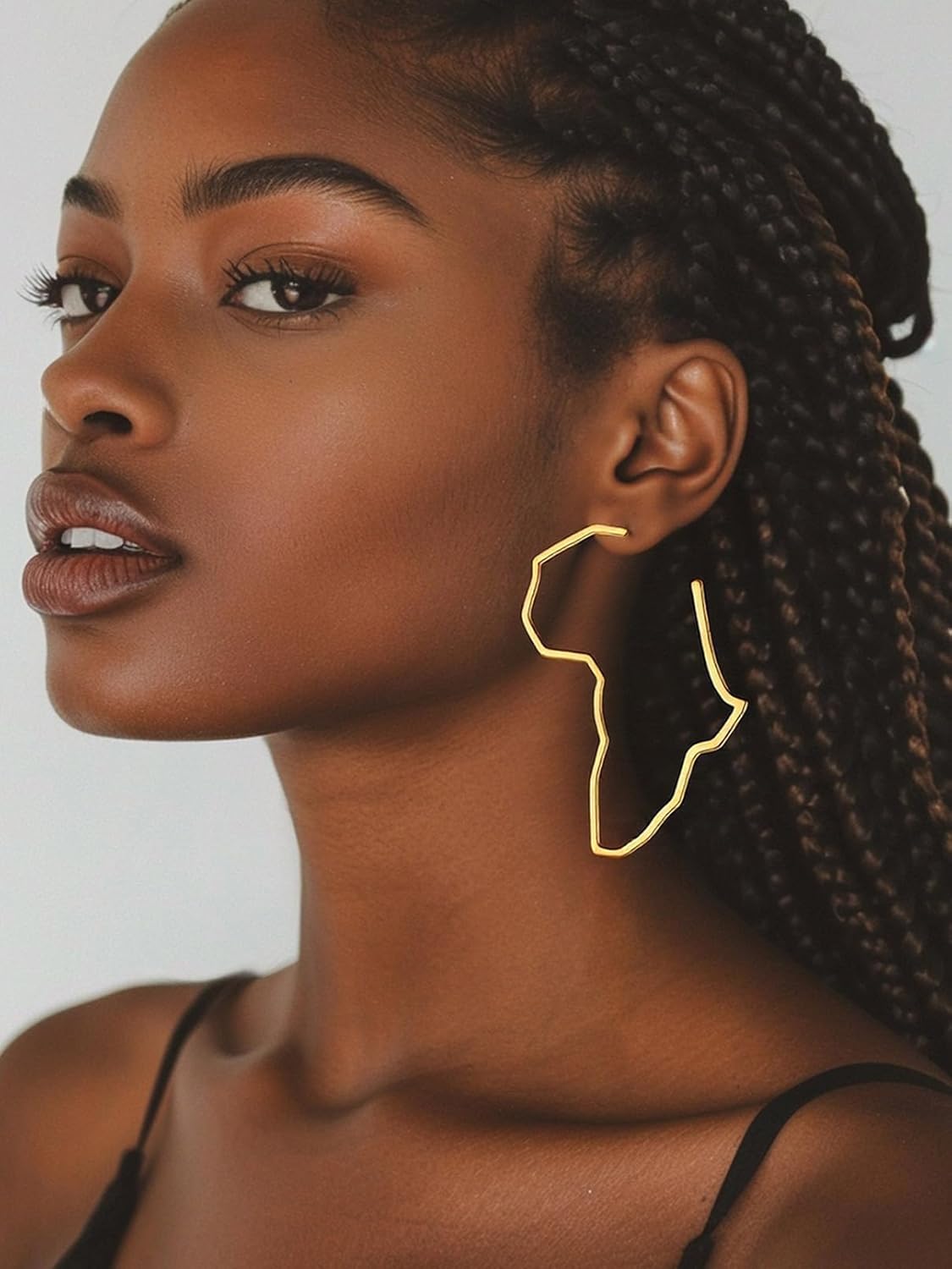 FaithHeart African Earrings for Women, 14K Gold Plated Stainless Steel Large Hoop Earrings Hypoallergenic Lightweight Huggie Hoops Womens Jewelry with Gift Box - Image 2