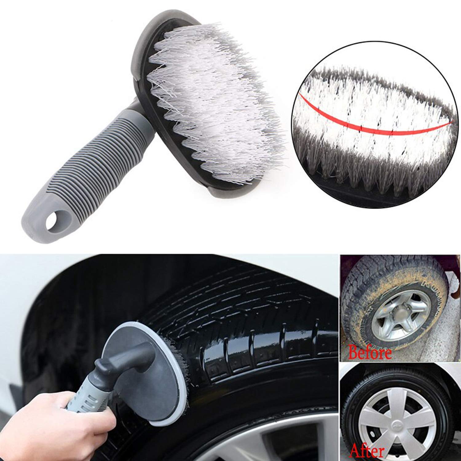Pivalo PVCTCB1 T-Type Car Tire Cleaning Brush Scrubber with Antislip Handle Multi-Functional SUV Tyre Wheel Rim Hub Washing Cleaner - Image 2 thumbnail