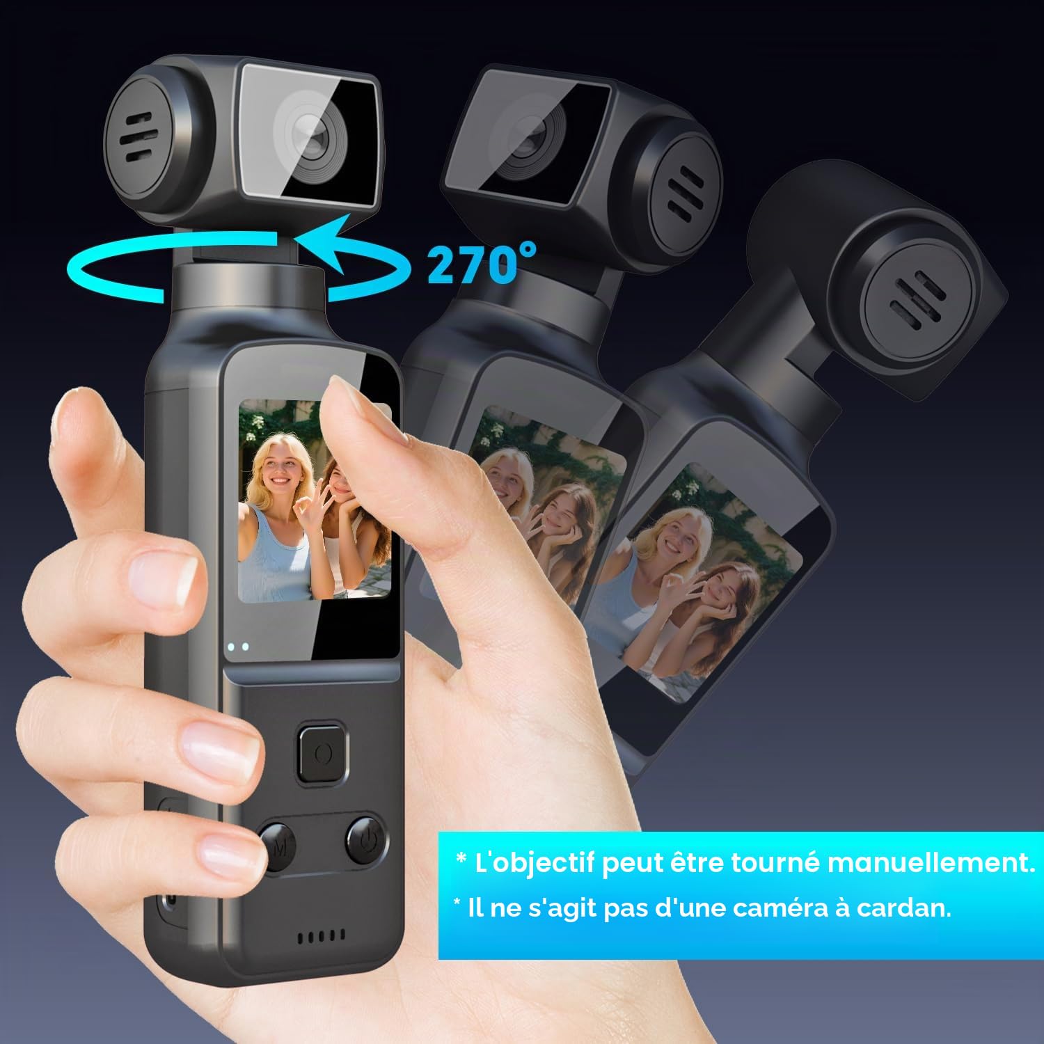 Camera Pieton Corporelle 5K avec Objectif Rotatif 270°, Camera Vlog POV Portable avec Clip pour Vélo, Sport, Voyage et Quotidien, Micro Externe, Carte Mémoire 64 Go et Boîtier Étanche Fournis