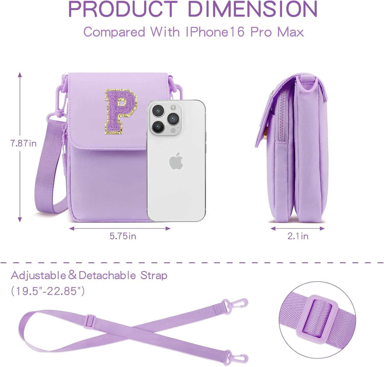 Birthdaye Gifts for Girls Crossbody Purse Small Kids Initial Cell Phone Purse Crossbody Bags,Purple-P