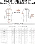 33,000ft Women's Waterproof Softshell Long Rain Jacket with Hood Fleece Lined Windproof Windbreaker