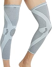 NEOtech Care Genouillère longue en fibre de bambou - Élastique, respirante - Compression moyenne (Couleur grise, Taille L, 1 Paire)