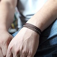 Vista 482 de Handmade Natural Stone Beaded Healing Bracelet Gift for Men Adjustable Rope String Bracelet (picasso jasper, Adjustable)