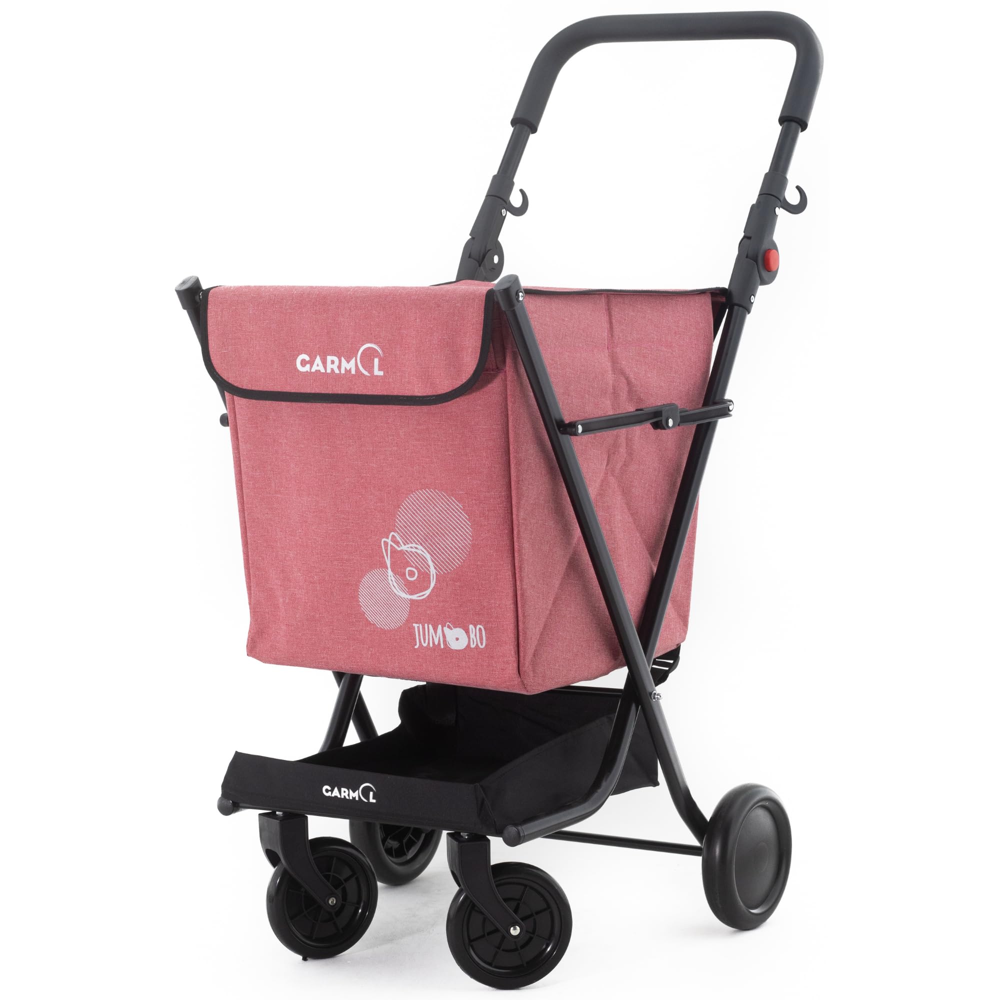 GARMOL Carro de la Compra Plegable 66 litros | Carro de la Compra 4 Ruedas Gran Capacidad | Carrito Compra 4 Ruedas Plegable Color Rojo