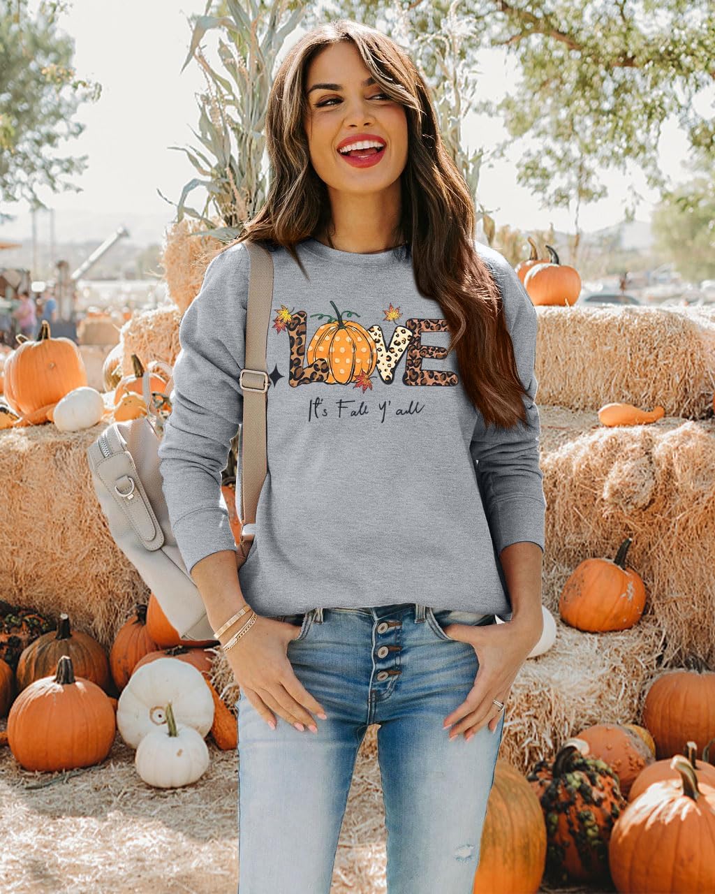 MYHALF Pumpkin Season Sweatshirt Thanksgiving Shirt: Turkey Graphic Tops Thankful Long Sleeve Bloluses Fall Crew Neck Outfits - Image 5
