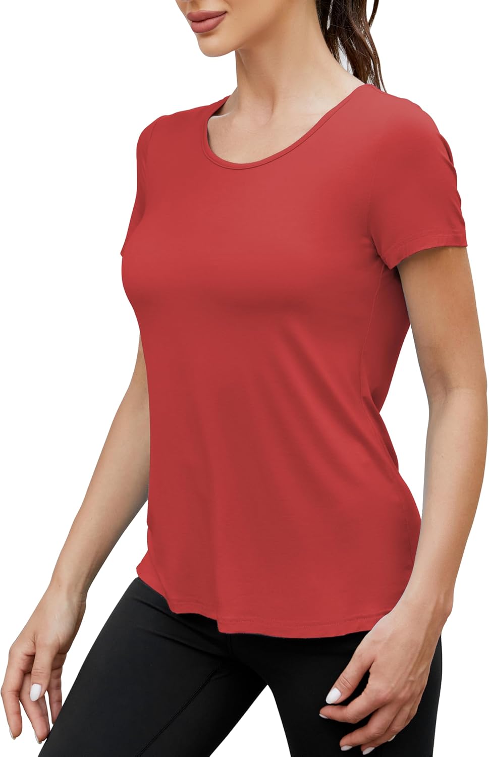 Mippo Open Back Workout Tops for Women Soft Short Sleeve Athletic Yoga Gym T Shirts - Image 2