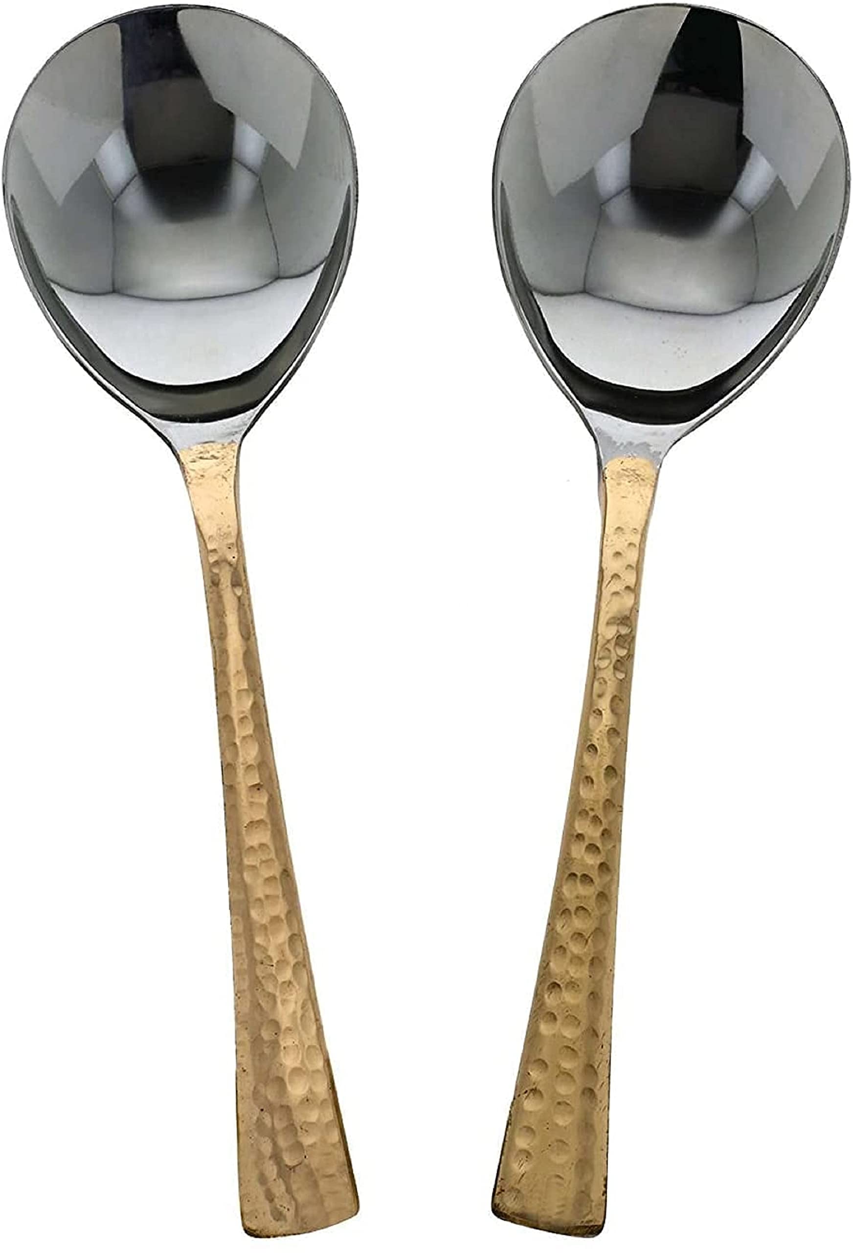 Ménagère de table artisanale : lot de 12 couverts martelés à la main en inox et cuivre design