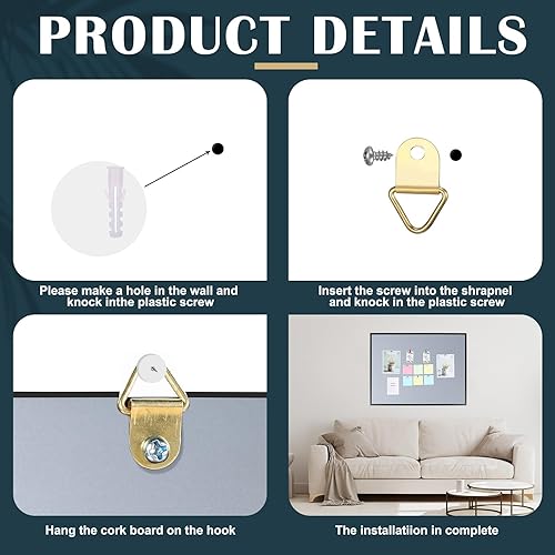 Miniatura 3 de Teling Tablón de anuncios enmarcado de 48 x 36 pulgadas, tableros de corcho para montar en la pared, tablero de imágenes de corcho para el pulgar