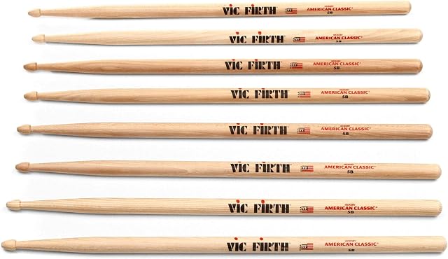Vic Firth American Classic Series pałeczki do perkusji - 5B - American Hickory - drewniane tip - naturalny - 4 pary cennych