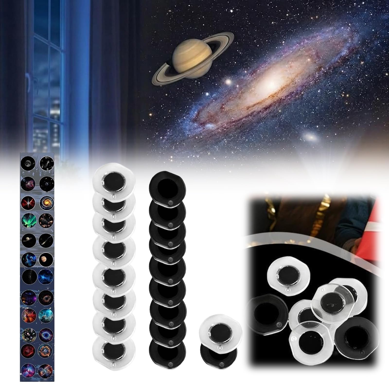 24 szt. Dyski zamienne do projektora Starry Sky, Galaxy Lampka nocna, slajdy do sypialni, sufitu, samochodu, Impreza, bar (A)