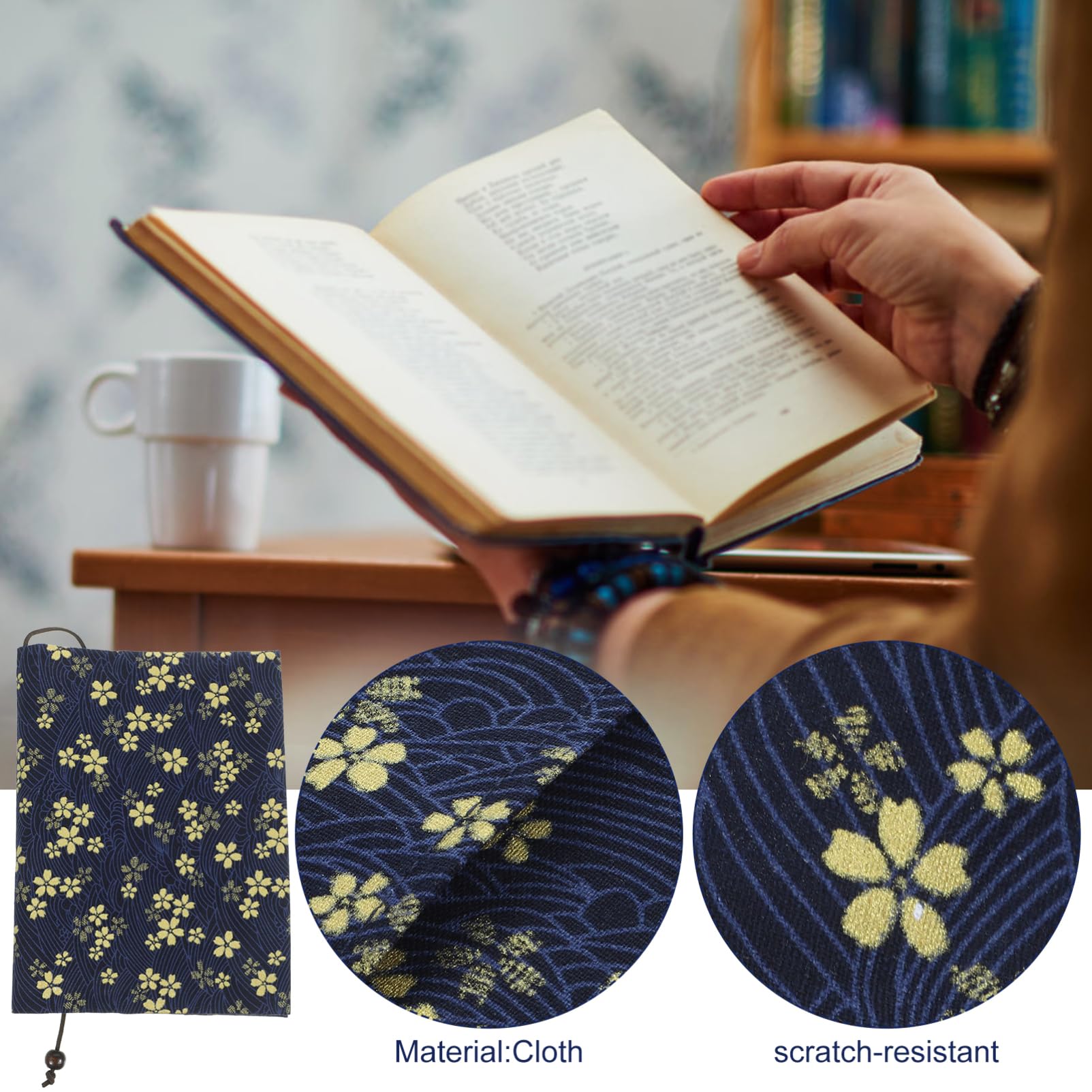 VILLCASE 5 Pièces couverture de livre en tissu fait main toile de livre pour la reliure Couverture du livre bookcase protège cahier Protège-cahier protège-livres tissu de livre chiffon Navy