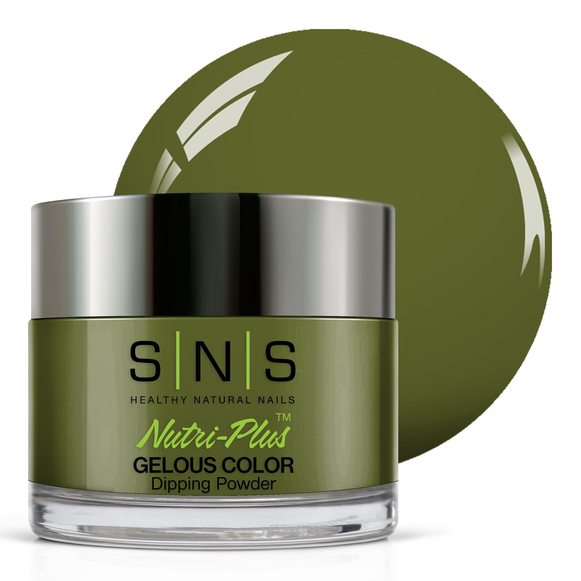 SNS Nail Dip Powder, Gelous Color Dipping Powder - Olive New York (Green/Moss, Cream) - Long-Lasting Dip Nail Color Lasts 14 Days - Low-Odor & No UV Lamp Required - 1.5 OZ
