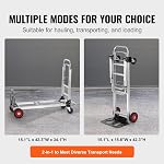 VEVOR Aluminum Hand Truck, 2 in 1, 400 lbs Load Capacity, Heavy Duty Industrial Convertible Folding Hand Truck and Dolly, Utility Cart Converts from Hand Truck to Platform Cart with Rubber Wheels