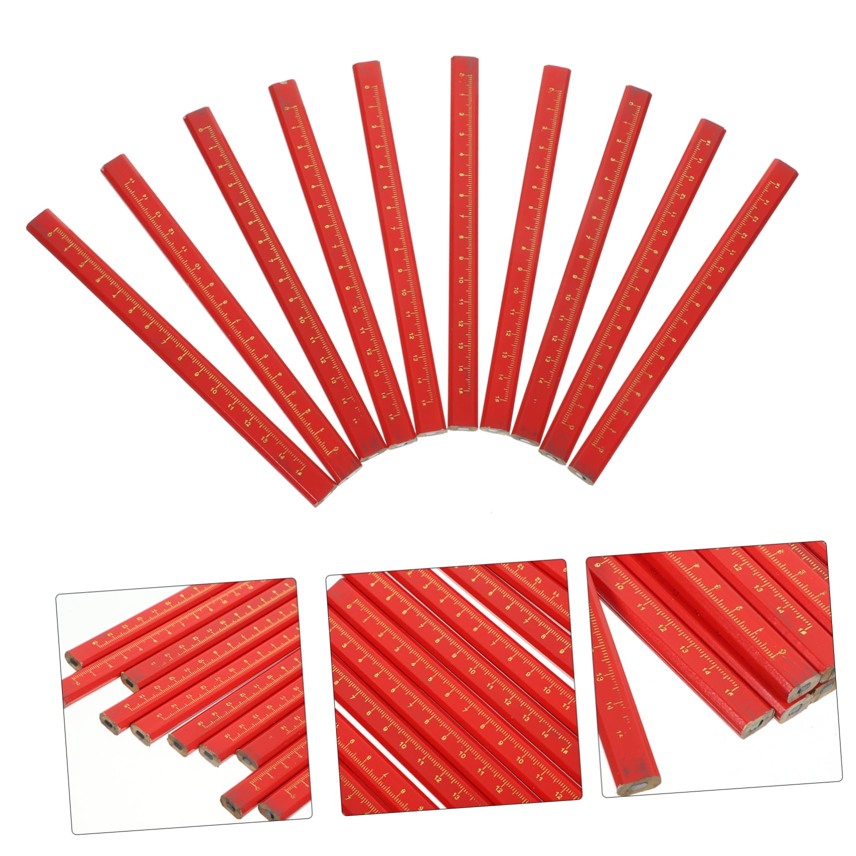 Matite da Carpentiere per Marcatura Flessibile con Scala Rosse in Legno e Piombo 50 e Uso in Falegnameria