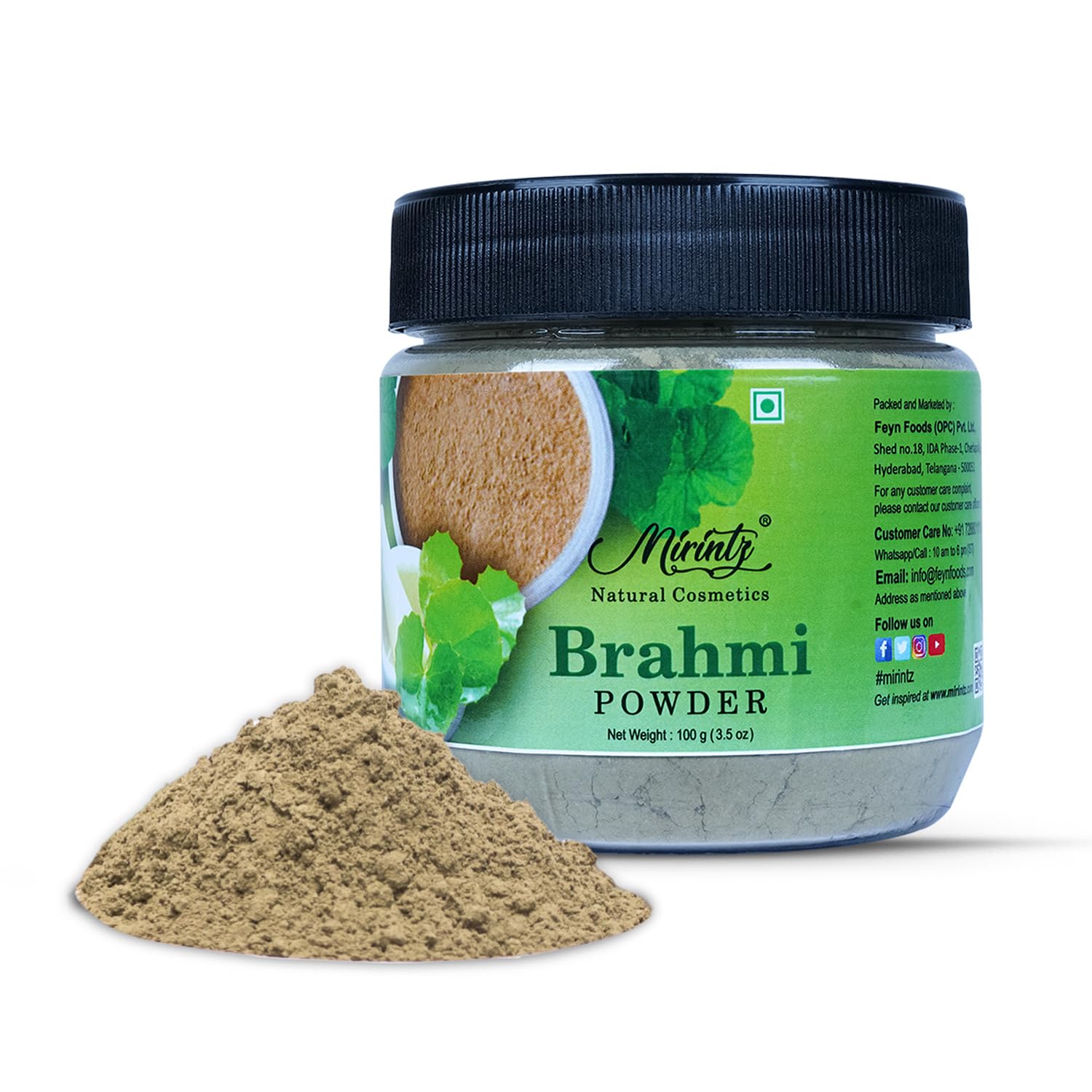 100% Natural Brahmi Powder | (100 gms) Pure Bacopa Monnieri Powder Herbal Supplement | Brahmi Powder for Hair Growth | Bacopa Powder Ayurvedic Support for Healthy Hair | Herbal Hair Mix