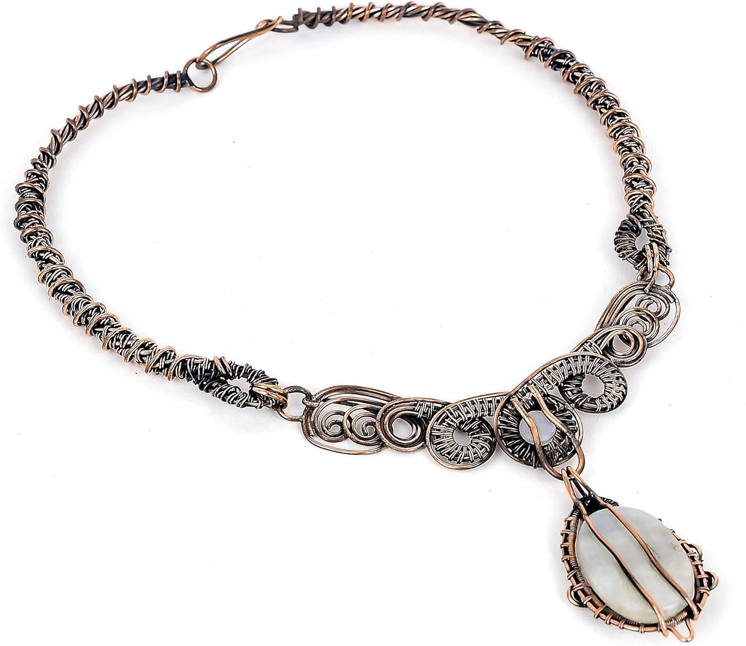 Tanay Gems and Jewels Rainbow Moonstone Necklace, Copper Wire Wrapped, Natural Gemstone, Handmade Elegant Jewelry, Unique Gift for Her, Copper Wire Jewelry - Image 5