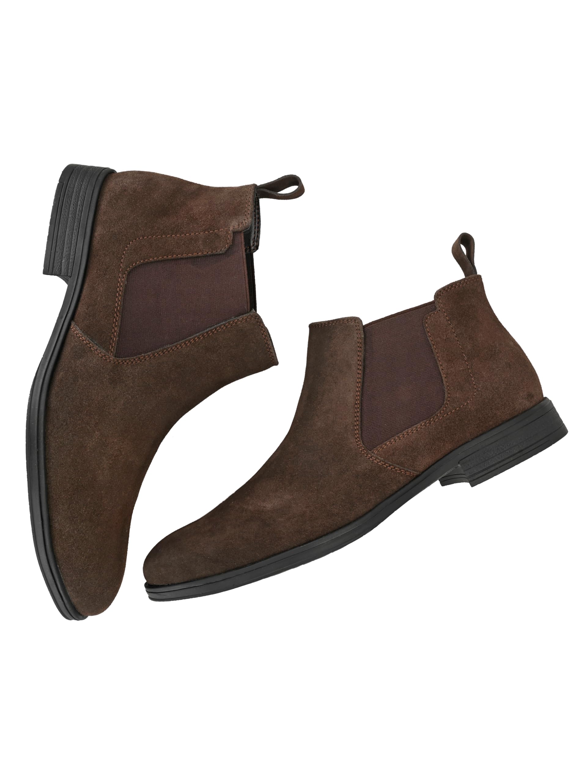 Men's Brown Boots Italian Leather/Round Toe High Top Chelsea Boot TPR Sole/Suede Leather Casual and Semi Formal Wear/Stylish & Trending with Cushioned Footbed - 8 (Brown)-image-38