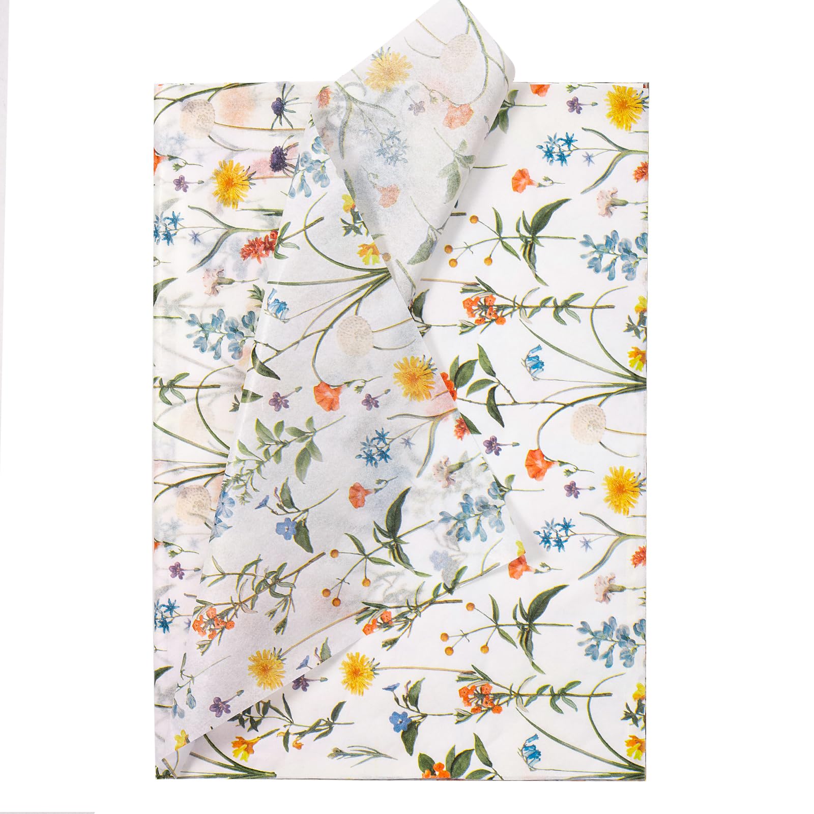 RUSPEPA Floral Wrapping Tissue Paper - 30 Sheets 35x50 cm Wildflower Tissue Paper Bulk for Girls Women Birthday, Wedding, Bridal Shower, Art Craft, Tea Party, Favor Decoration