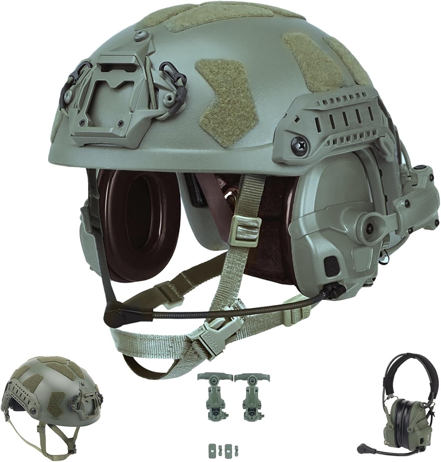 Airsoft Helmet and Noise Cancelling Headset Set, Two Wearing Styles, for Paintball BB, Shooting, Hunting