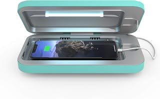 PhoneSoap 3 UV Cell Phone Sanitizer & Dual Universal Cell Phone Charger Box | Patented & Clinically Proven 360-Degree UV-C Light Sanitizer | Disinfects and Charges All Phones (Aqua)