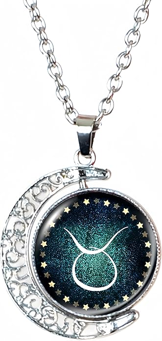 DEQIYIJI Birthday Gifts For Women Men Zodiac Sign Moon Pendant Necklace Jewelry Astrology 12 Constellation Horoscope Stuff