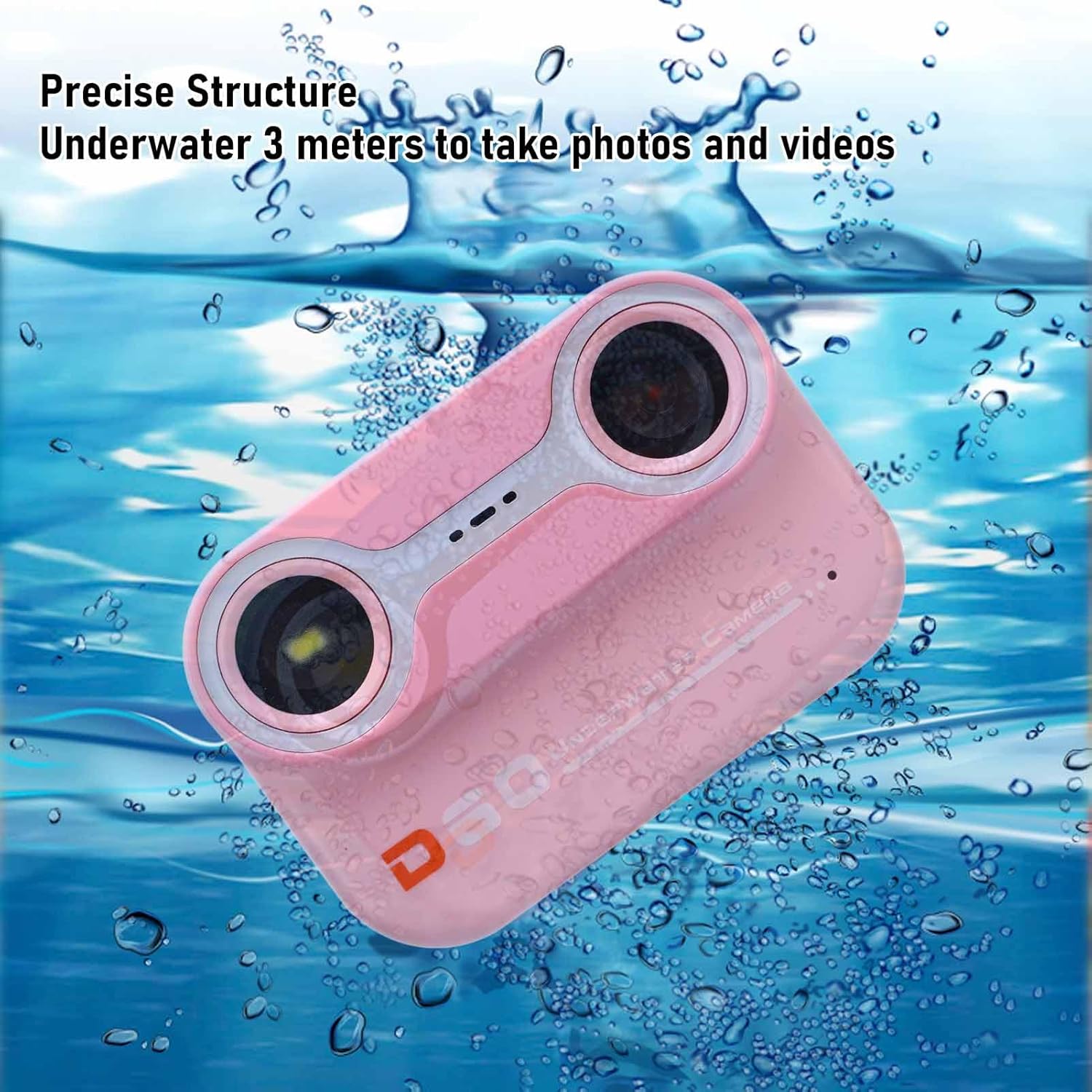 Dpofirs 9.8FT Underwater Camera Rain Proof 2K 26MP Dual Lens 10X Zoom Underwater Video Camera with HD Screen for Diving Snorkeling (Yellow) (Roseate)