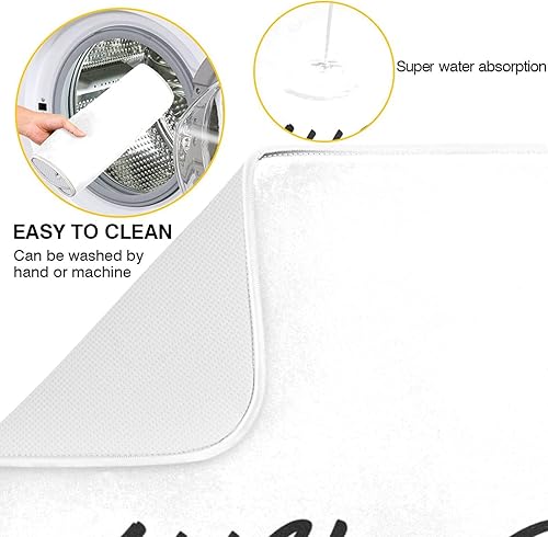 Vista 124 de Tapete de secado de platos de flores de fondo negro para encimera de cocina de 18 x 24 pulgadas, tapete de microfibra absorbente, tapete de secado