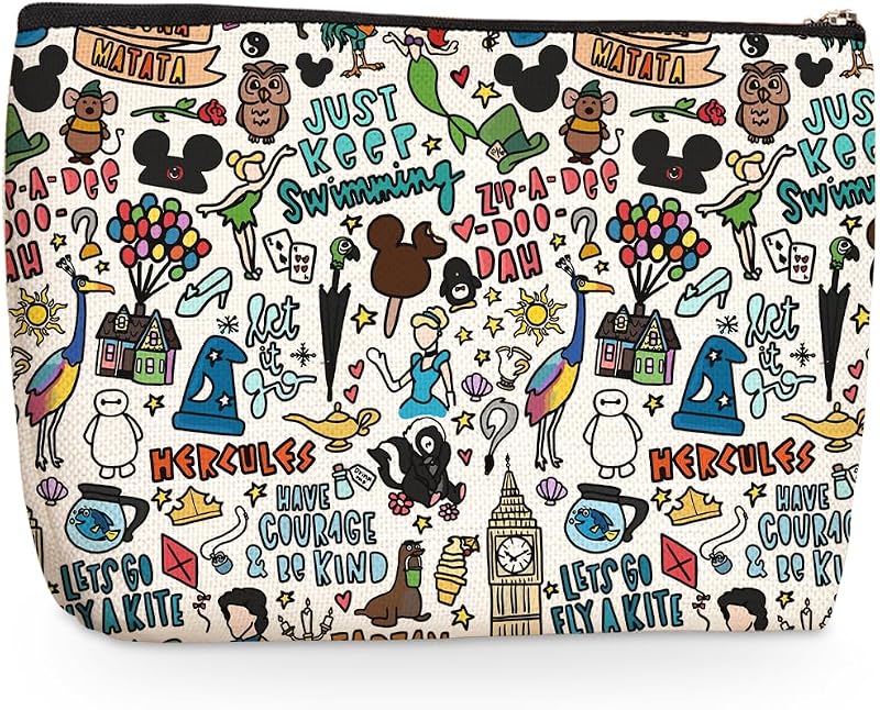 Necessaire Wenboco com estampa de desenho animado, bolsa cosmética com zíper, Multicolor 0725