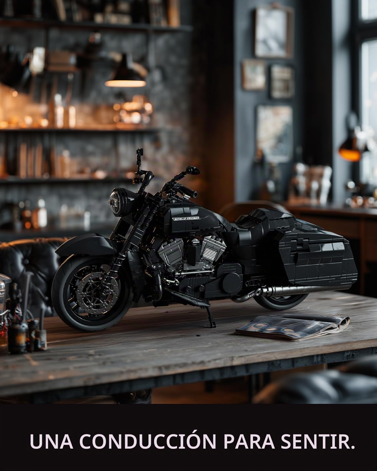 Nifeliz Kit de Construcción de Moto Cruiser para Adultos, Maqueta de Motocicleta con Detalles Realistas, Regalo Coleccionable para Amantes de las Motos (1.339 Piezas, NF10356)