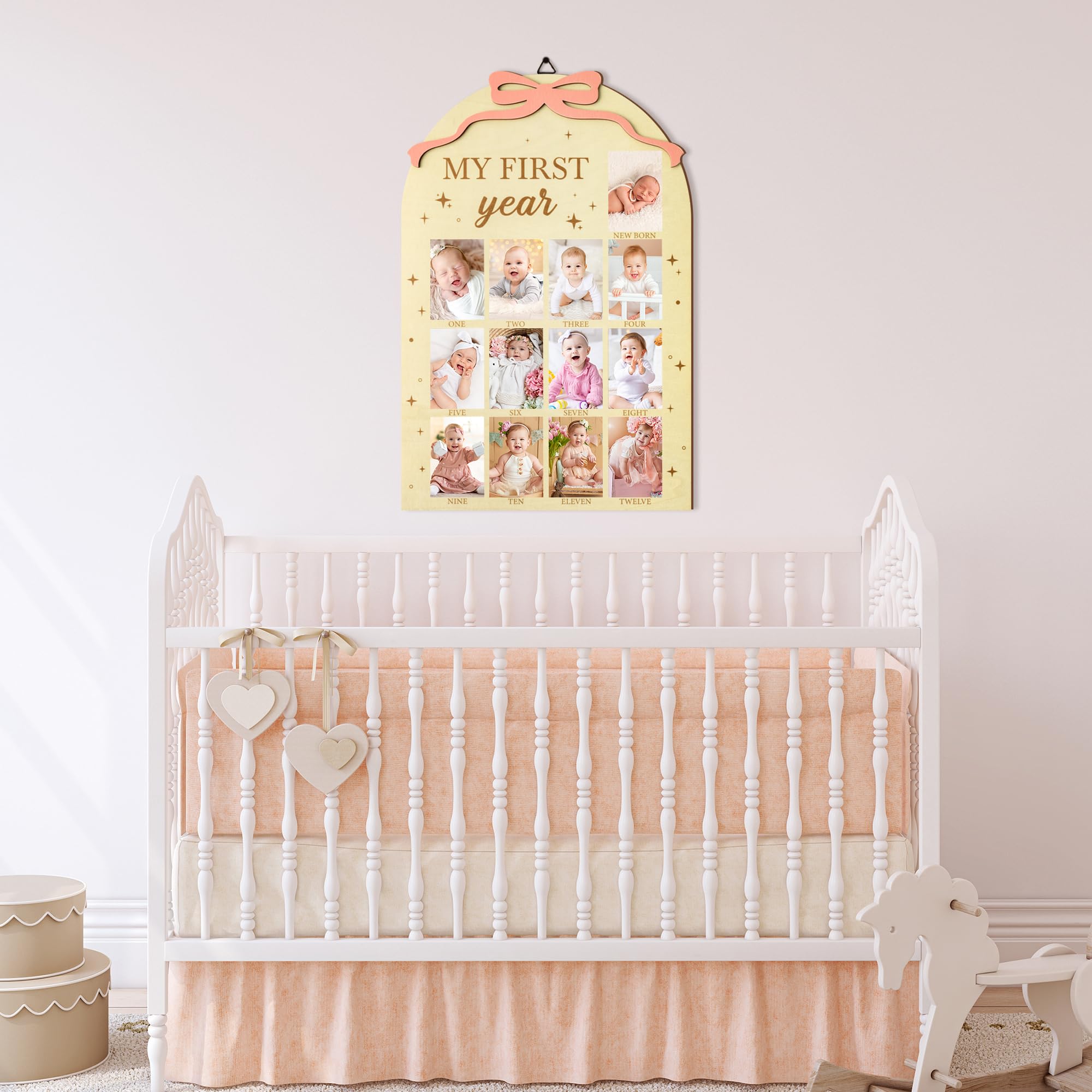 Snapklik.com : My First Year Photo Frame Board, 3D Coquette Pink Bow ...