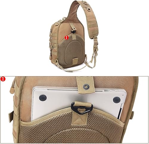 Miniatura 9 de OUTLEYNY Bolso bandolera táctico para hombre, mochila pequeña con bandolera militar, bolsa de hombro Molle Assault Range Bag Camping Caza, Negro -,