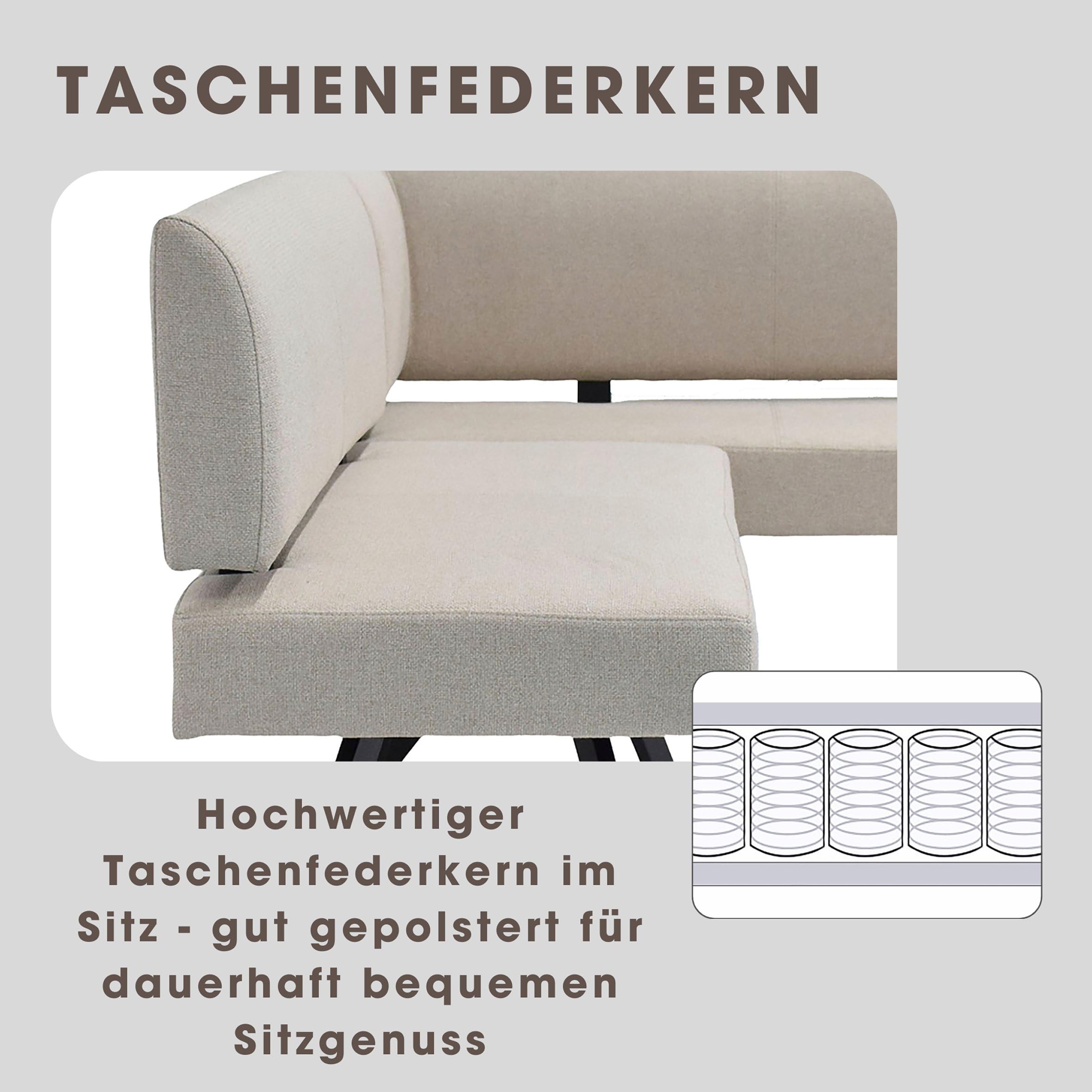 byLIVING Eckbank Toronto, Taschenfederkern, Bezug in Taupe, Gestell schwarz