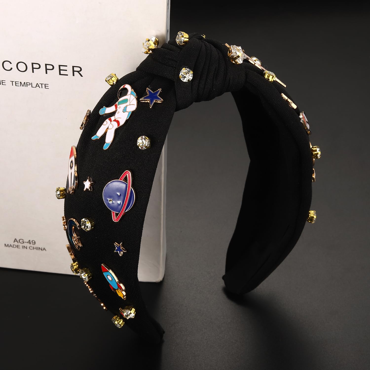 mokkia Diademas de astronauta espacial para mujer, Saturno, planeta, cohete, espacial, diadema anudada con diamantes de imitación, estrella, celestial, explorador espacial, accesorios para el cabello