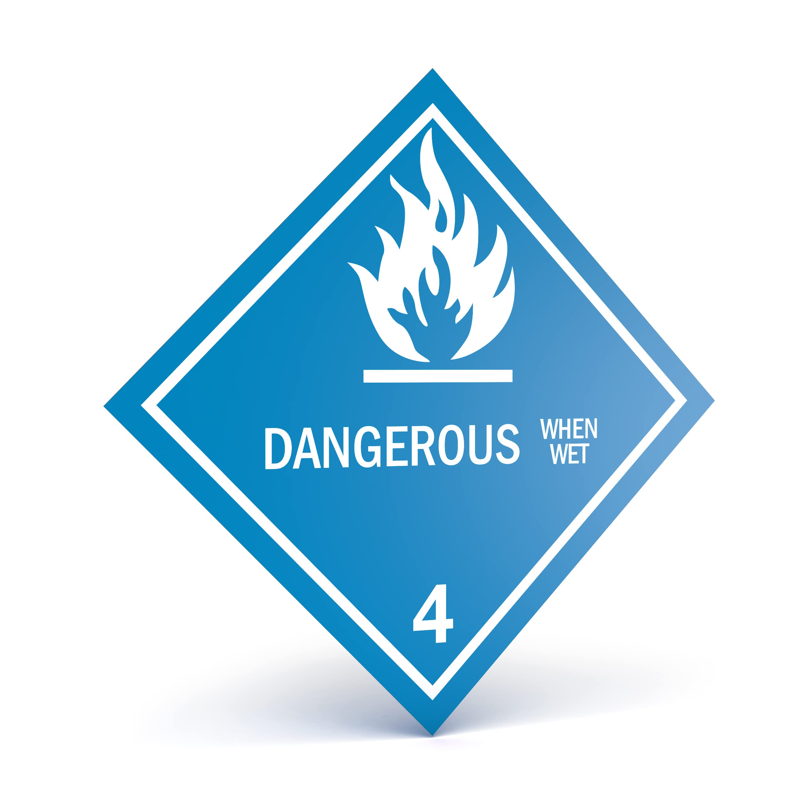 KENCOD.O.T. Labels - Hazard Class 4 DOT Dangerous When Wet Hazmat Labels 4" X 4" Square Stickers - 500 Adhesive Labels Per Roll, Made in The USA (1)
