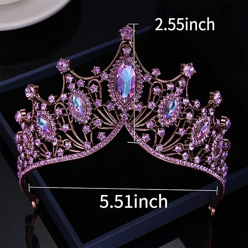 Vista 31 de Kamirola Corona de reina barroca, corona nupcial de diamantes de imitación y tiaras diadema de cristal para cumpleaños, graduación, concurso